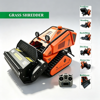 Tondeuse à gazon industrielle sans fil télécommandée sur chenilles 15 CV, machine agricole multifonctionnelle 8-en-1 avec télécommande 400 m
