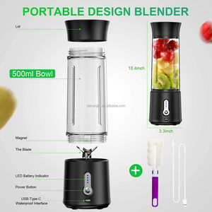 500ML Sıcak Satış Tritan <span class=keywords><strong>Blender</strong></span> Spor Salonu, Araba ve Dış Mekan Kullanımı İçin - Şarj Edilebilir USB Taşınabilir Protein <span class=keywords><strong>Blender</strong></span> Buz Kırma Özellikli - Product Image 5