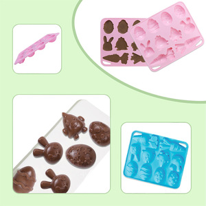 <b>Silicone</b> Chocolate Molds Easter Egg Series 10 Combinations Pink <b>Baking</b> Cake Mold Food Grade Oven Safe Dishwasher Safe - Product Image 2