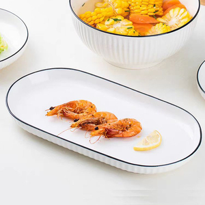 Assiette ovale de <span class=keywords><strong>poisson</strong></span> à double oreille en céramique blanc pur créatif de haut niveau d'apparence vaisselle - Product Image 6