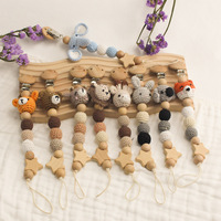 Chaîne de sucette en bois DIY pour bébé, motif animal de dessin animé, attache de sucette apaisante unisexe