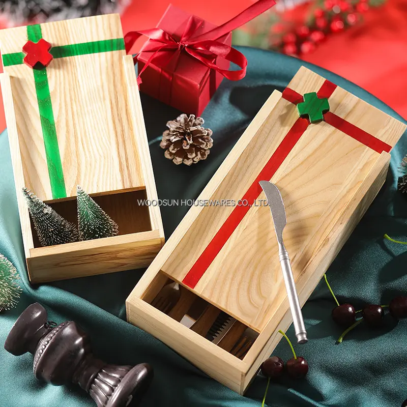 Woodsun Christmas Multi Functional Kitchen Utensils Cutlery Storage Box Tray Organizer Tray Spoon Knife
