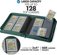 KAVO Faux Cuir Moderne pour Classeur - 4 Pochettes 128 Emplacements pour Cartes à Collectionner avec Fermeture Éclair pour Yugioh/Sports