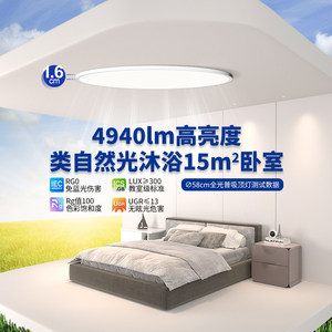 โคมไฟเพดานทรงกลม 58 ซม. บางเฉียบ 1.6 ซม. ปลอดภัยต่อดวงตา ไม่กระพริบ เหมาะสำหรับห้องนอน ห้องเด็ก - Product Image 1