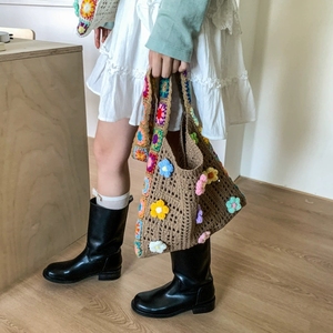 <span class=keywords><strong>Sac</strong></span> à bandoulière en <span class=keywords><strong>crochet</strong></span> style bohème, ajouré, tissé à la main, granny square, sacs de voyage en tricot pour l'été et la plage - Product Image 4