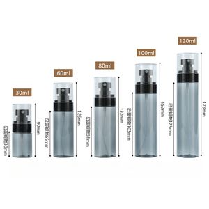 Botella de Spray Vacía Transparente Negra de 30ml 60ml 100ml 120ml PET con Bomba de Viaje, Pulverizador de Loción, Spray Facial Hidratante de Niebla Fina - Product Image 6