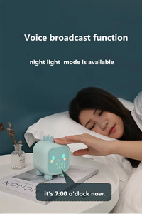 Luz Nocturna LED Moderna para Dormitorio, con Diseño de <span class=keywords><strong>Dinosaurio</strong></span> <span class=keywords><strong>Travieso</strong></span> de Silicona, USB, Azul, con Función de Entrenador de Sueño y Despertador para Niños - Product Image 2