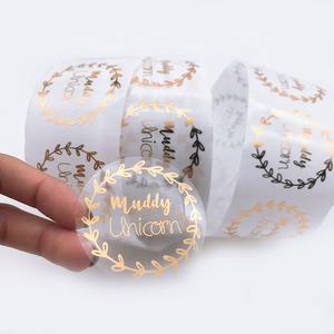 مخصص الطباعة الذهب الساخن ختم احباط واضح لاصق ملصقات للشعار التسمية لفة - Product Image 4