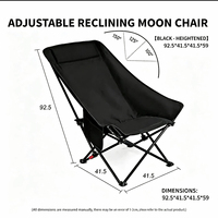 Chaise pliante inclinable à dossier haut réglable en 3 positions, durable, avec poche de rangement, portable, pour le camping en plein air, la plage, le jardin, la pêche, le parc