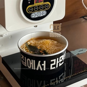 Vente en gros de gobelet rond jetable en papier kraft chauffant, bol à salade en papier avec logo et impression personnalisée et étanche avec couvercle en PE - Product Image 2