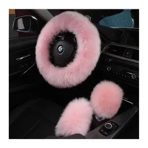 Femmes Fille Hiver Chaud Accessoires de voiture Couvre-volant en fourrure Couvre-volant de voiture