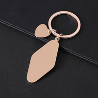 Porte-clés vierge en acier inoxydable finition miroir forme diamant gravure laser impression UV cadeau promotionnel porte-clés métallique vente en gros