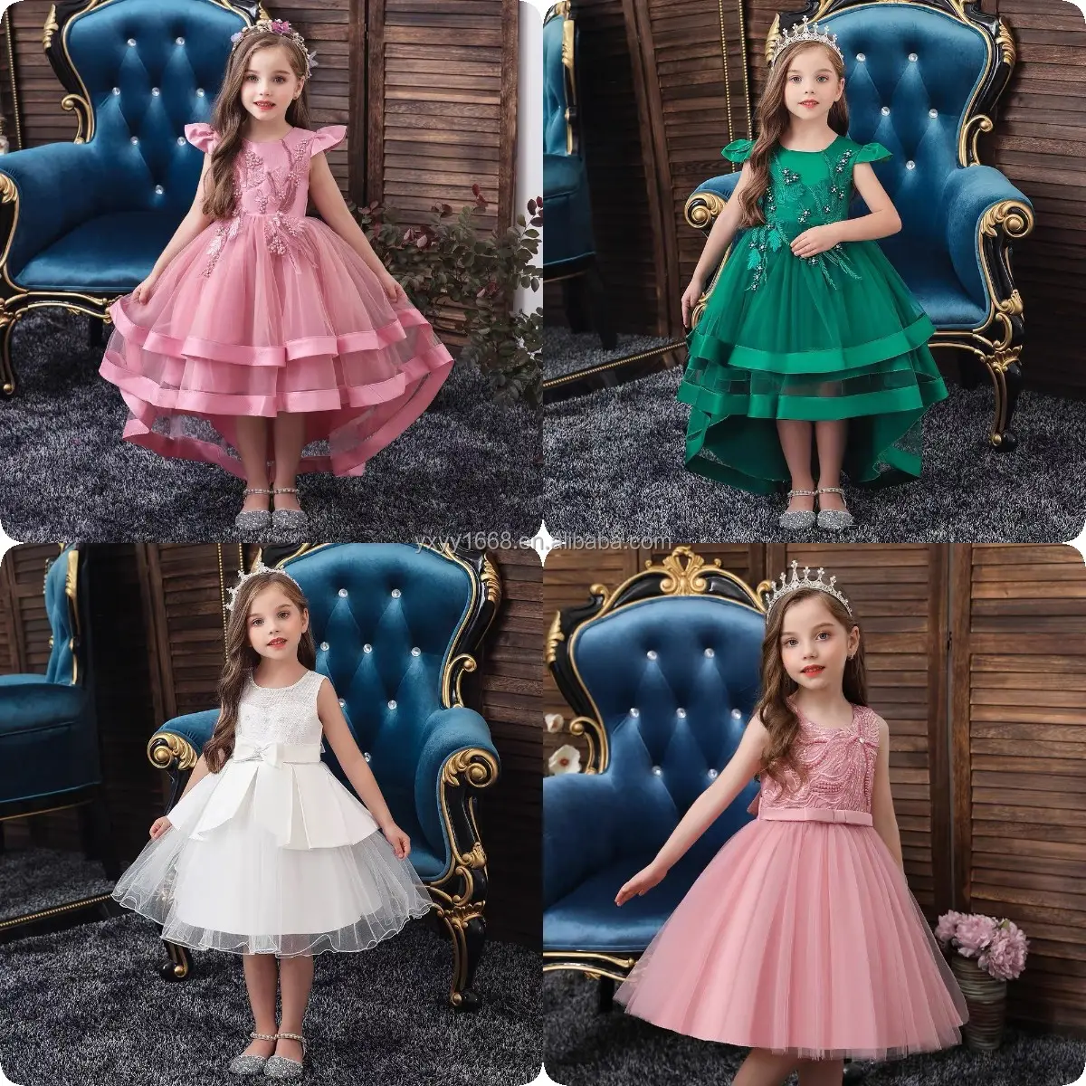 Nouvelle robe de princesse pour filles fête des enfants fête d'anniversaire robe de mariée boutique de broderie pour enfants jupe à bulles de noël