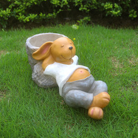 Animal de jardin créatif décorations de jardin lapin ornements de pot de fleur du sol au plafond cadeau de dessin animé artisanat décoratif en résine