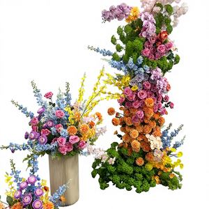 Arche de fleurs artificielles en soie personnalisée à bas prix - Réutilisable pour mariage, rentrée scolaire et décoration de Noël - Vente en gros - Blanc et rose élégants - Product Image 1
