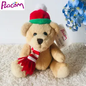 Großhandel benutzer definierte Plüsch Weihnachten verbunden Teddybär mit Hut und Schal