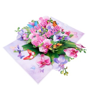 การ์ดอวยพรวันเกิดแบบป๊อปอัพ 3 มิติ ลายกล้วยไม้ ยี่ห้อ Viet-craft Paper Crafts เป็นมิตรกับสิ่งแวดล้อม รีไซเคิลได้  ตกแต่งด้วยการเคลือบเงาแบบกำหนดเอง - Product Image 1