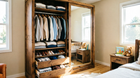 Armoire-penderie à portes coulissantes avec miroirs et rails à fermeture douce pour appartements peu spacieux