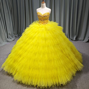 Jancember 6543 Exclusivo amarillo claro Sweetheart Puffy Quinceanera Vestidos para mujeres - Product Image 1