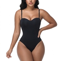 Body sculptant pour femme style Kardashian, gainant et ajusté, avec bretelles réglables et bonnets rembourrés