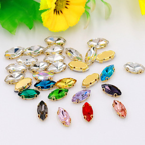 Cristaux de réglage de griffe d'or de Navette d'oeil de 4*8mm, décor lâche cousu sur le strass - Product Image 1
