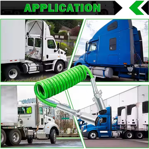 Cable de Alimentación Eléctrico Enrollado de 7 Vías y 15 Pies, Resistente, Verde, Repuesto para Remolques, Camiones y Tractores - Product Image 6