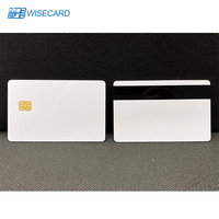 Wisecard kartu bisnis CIU9872B HiCo 2 jalur 13.56MHz Chip EMV PVC perak NFC aplikasi Visa MasterCard kartu kosong Magstripe