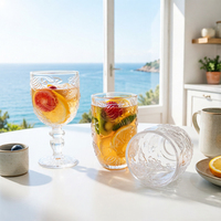 Verre à boire en verre transparent gaufré de style européen, gobelets à vin nautiques pressés à la machine pour les fêtes en plein air et dans les jardins