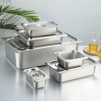 Bac Gastronorme en Acier Inoxydable de Qualité Alimentaire, Taille Complète 1/1 1/2 1/3, avec Couvercle, pour Table Vapeur, Équipement de Cuisine Hôtelière et de Restauration