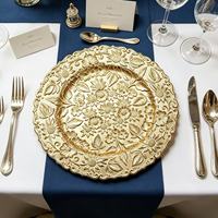 Assiette de présentation en plastique de luxe, légère, antidérapante, dorée brillante, pour hôtels, restaurants, traiteurs, événements et mariages