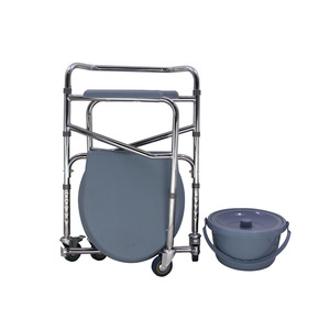 Folding <b>Commode</b> <b>Chair</b> With Wheels For Elderly And Disabled Adults Portable Toilet Seat Health Care Use - Product Image 1