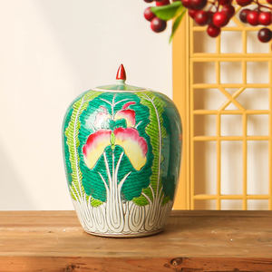 ประเทศจีนผู้ผลิตภาพวาดมือเซรามิกกระป๋องจัดเก็บสง่างามตกแต่งแจกันดอกไม้พอร์ซเลนขิงขวดสำหรับการตกแต่ง - Product Image 4