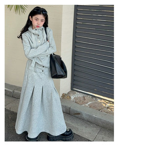 Set di Abbigliamento per Ragazze 2026: Giacca Grigia + <span class=keywords><strong>Gonna</strong></span> <span class=keywords><strong>Lunga</strong></span> 2 Pezzi Stile Cargo per Adolescenti - Product Image 4