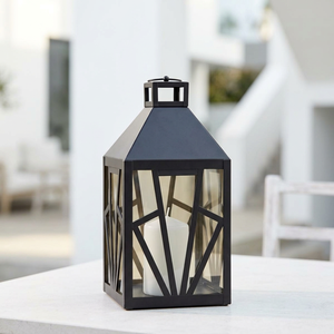 Lanterne porte-bougie élégante en verre brun doré et métal noir pour décorations de maison du Ramadan - Product Image 1