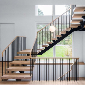 <span class=keywords><strong>Escalera</strong></span> Interior de Madera Maciza con <span class=keywords><strong>Viga</strong></span> <span class=keywords><strong>Central</strong></span> de Acero al Carbono, Estilo Moderno y Recto - Product Image 5