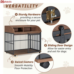 Meubles de caisse en bois pour chiens de grande et moyenne taille Chenil robuste avec espace de rangement - Product Image 4