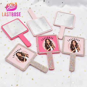 Nhãn Hiệu Riêng Logo Của Bạn Duy Nhất Bên Nhựa Nhỏ Cầm Tay Vuông Trái Tim OEM Mỹ Phẩm Trang Điểm Bling Tay Gương Cho Phụ Nữ - Product Image 4