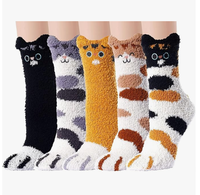 Chaussettes pelucheuses mignonnes en vrac chaussettes floues pour les femmes, chaud doux moelleux hiver confortable mignon animaux cadeaux chaussette