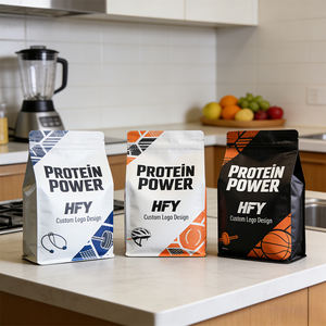 Bolsa de Embalaje de Plástico de Grado Alimenticio con Cierre Hermético Personalizada, Bolsa de Fondo Plano para Polvo de Té con Leche Instantáneo, Café en Polvo y Proteína - Product Image 4