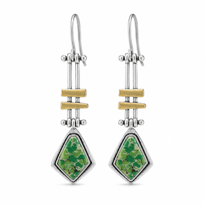 Orecchini creativi a forma di freccia lunga con dettagli color verde acqua, regalo retrò da donna per feste - Product Image 1