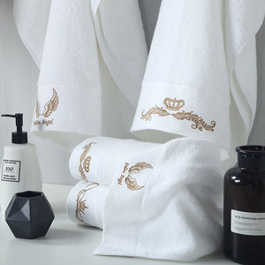 Wholesale Customized Hotel Bathroom Set 100% Cotton Bath <strong>Towel</strong> Set Embroidered Square <strong>Pattern</strong> Soft Absorbent Face <strong>Hand</strong> <strong>Towels</strong> - Product Image 2