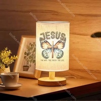 Lampe de table religieuse en forme de rose, alimentée par USB, cadre en forme de cœur, Jésus, famille sainte chrétienne, œuvre d'art florale, commande par bouton, lumière