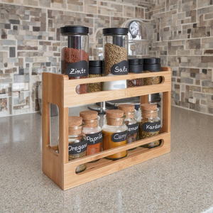 Étagère à épices coulissante à double niveau en bambou extensible avec design multifonctionnel pour <span class=keywords><strong>placard</strong></span> et armoire de cuisine - Product Image 6