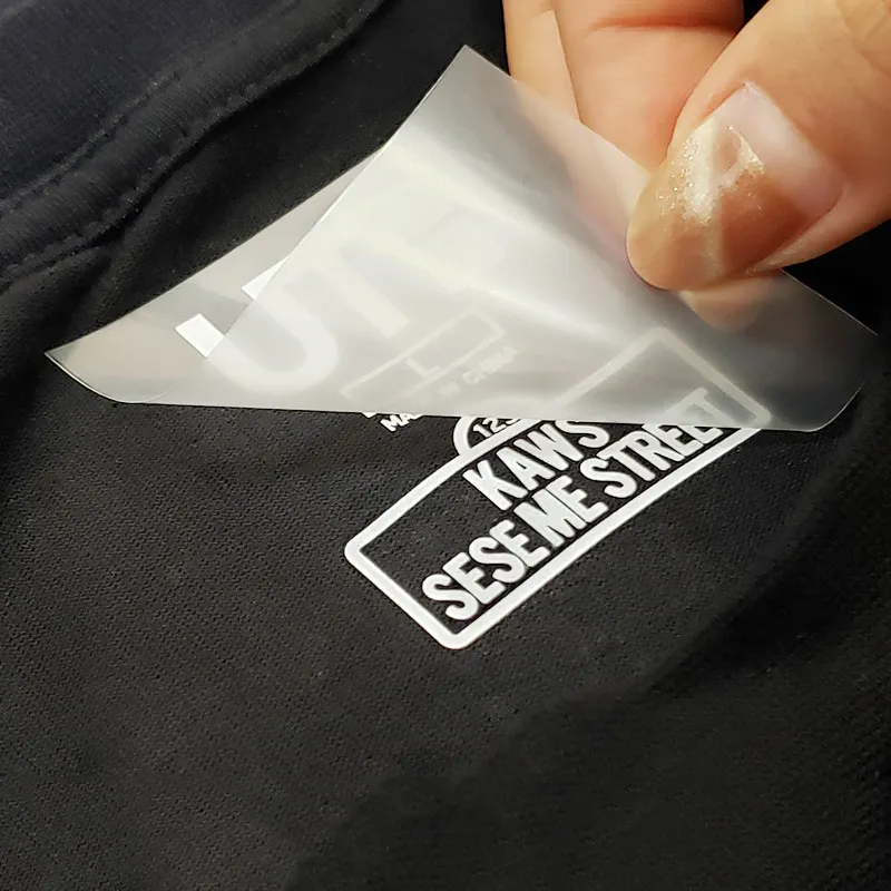 Label pakaian Transfer panas tanpa tag kustom kualitas tinggi label perawatan cuci leher Transfer panas