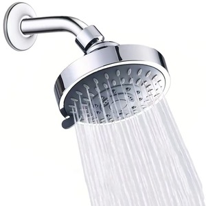 Pommeau de douche Royal Stan 12 cm argenté, fixation murale avec cinq niveaux de pression d'eau réglables pour salles de bain et hôtels - Product Image 1