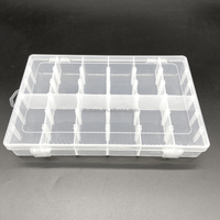 Boîte en plastique PS transparente rectangulaire à 24 compartiments avec fermoir noir, moulée par injection, portable, pour usage industriel, petite boîte de rangement pour perles