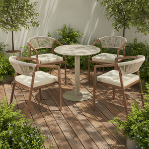 Factory Promotion Outdoor Metal Frame <b>Dining</b> Set Garden Rope Woven Leisure Armchair Villa Courtyard Furniture - Product Image 1