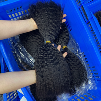 FH Kinky Straight Boho Braids Cheveux Humains en Vrac Noir Naturel Tresses Bouclées Cheveux Humains 100g/Paquet