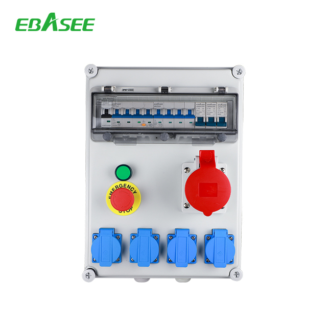 Portable IP65 IP67 Outdoor Weatherproof Industrial Distribution Box with Sockets for Construction Site