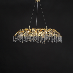 Gran oferta creativa gota de lluvia luz de techo comedor oro redondeado gota de agua vidrio K9 araña de cristal - Product Image 2